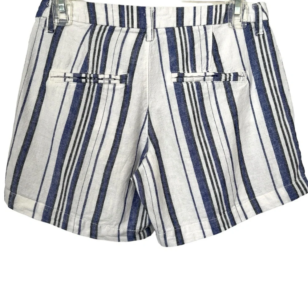 Old Navy Blue Black & White Striped Linen Blend Shorts Size 0